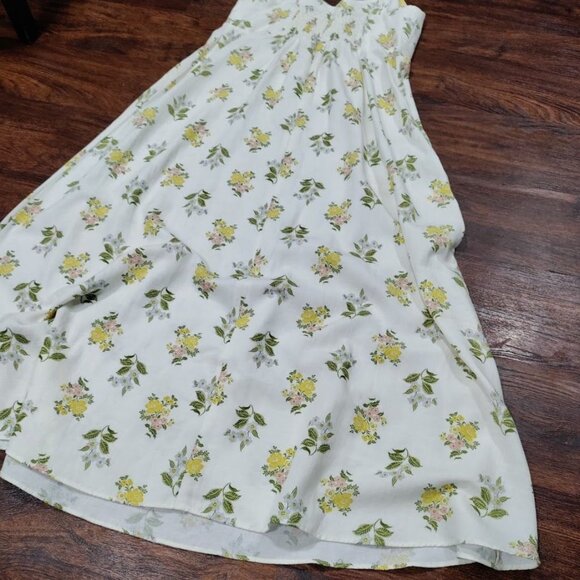 Zara Whimsy Boho Casual Festival Twee Y2K Floral Print Midi Dress Ivory Size L - Picture 4 of 10